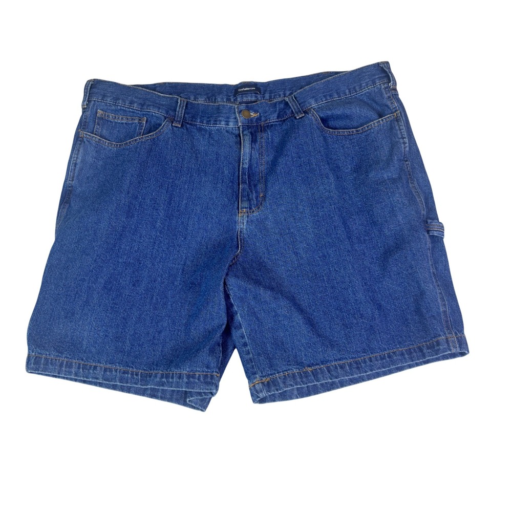 Croft & Barrow Mens Denim Carpenter Shorts Blue 100% Cotton Size 48 Hammer Loop